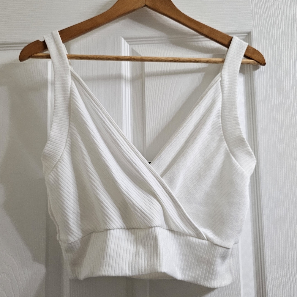 White Sleeveless Wrap Top